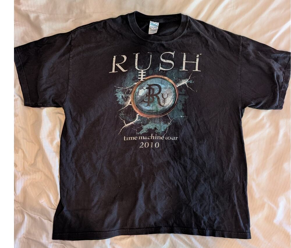 Vintage RUSH 2010 Time Machine Tour T-Shirt XL Cotton Double Sided